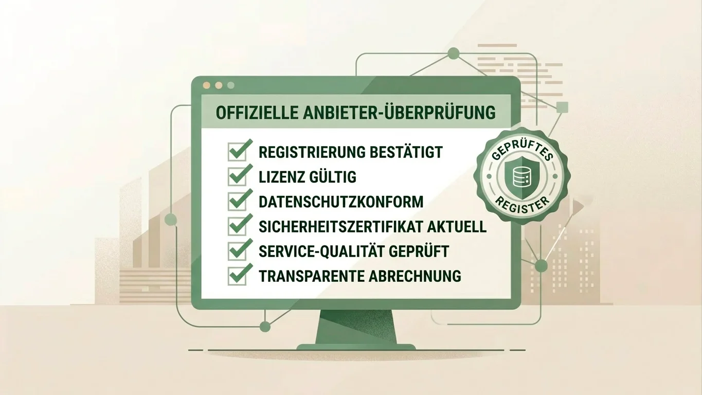 Ruhige Darstellung einer amtlichen Whitelist-Prüfung auf einem Bildschirm